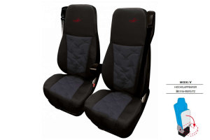 Lämplig för DAF*: XF I XG I XG+ EURO6 (2021-...) Old Style Professionella sittklädslar Mod. V I hopfällbar svart med logotyp