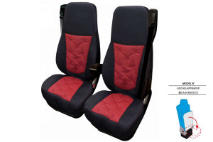 Fits for DAF*: XF I XG I XG+ EURO6 (2021-...) Old Style Professional Seat Covers Mod. V I foldable red without logo