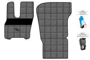 Suitable for DAF*: XF I XG I XG+ EURO6 (2021-...) I ClassicLine-floor mats set Mod. V , Z  grey with logo