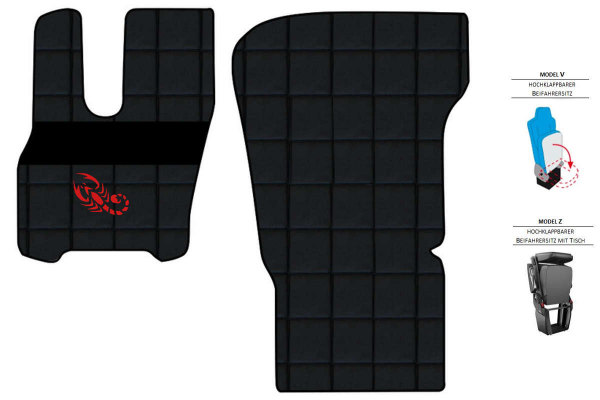 Suitable for DAF*: XF I XG I XG+ EURO6 (2021-...) I ClassicLine-floor mats set Mod. V , Z  black with logo