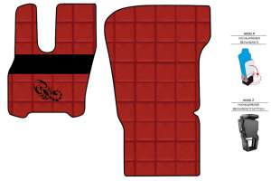 Suitable for DAF*: XF I XG I XG+ EURO6 (2021-...) I ClassicLine-floor mats set Mod. V , Z  red with logo