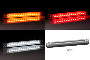 Elongated LED clearance light with 14 LED modules