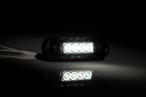 LED-markeringsljus Slim2 Dark Night vit kort version 12-24V lastbilsbelysning
