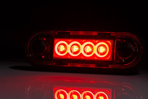 Luce laterale a LED Slim2 Dark Night rossa versione corta 12-24V camion, rimorchio