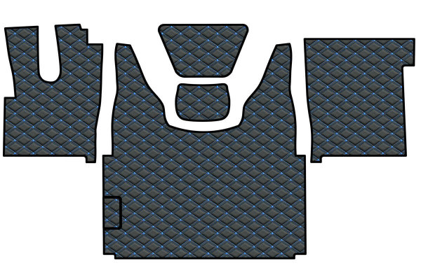 Passend für DAF*: XF 106 (2013-2022) Fußmattenset + Sitzsockelverkleidung DiamondStyle für Wasserheizung schwarz-blau