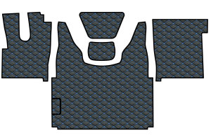 Passend f&uuml;r DAF*: XF 106 (2013-2022) Fu&szlig;mattenset + Sitzsockelverkleidung DiamondStyle f&uuml;r Wasserheizung schwarz-blau