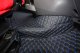 Passend für DAF*: XF 106 (2013-2022) Fußmattenset + Sitzsockelverkleidung DiamondStyle für Webasto Standheizung schwarz-blau