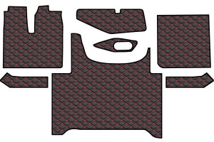 Adatto per MAN*: TGX (2020-...) Set tappetino + rivestimento base sedile DiamondStyle nero-rosso