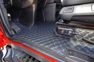 Adatto per Mercedes*: Actros MP4, MP5 2500mm pavimento in similpelle DiamondStyle blu sedile passeggero ribaltabile