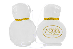 Original Poppy Plush Bottles in Fuzzy Dice Cube Design White
