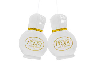 Original Poppy Plush Bottles in Fuzzy Dice Cube Design White