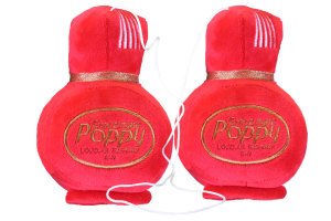 Original Poppy plyschflaskor i fuzzy tärningsdesign...