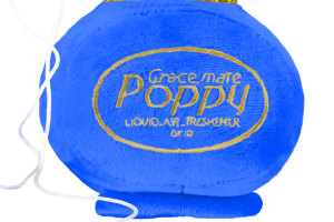 Original Poppy Pl&uuml;sch Flaschen im Fuzzy Dice W&uuml;rfeldesign Blau