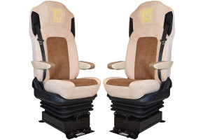 Suitable for Ford*: F-Max (2020-...) imitation leather oldschool seat covers Colour Beige | Border Brown