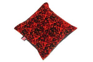Suede look with danish plush truck pillow cover, square, 40x40cm, red with back anthracite-black