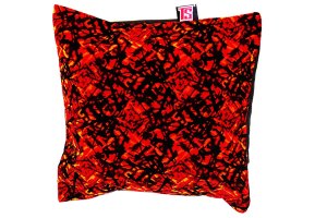 Suede look with danish plush truck pillow cover, square, 40x40cm, red with back dark brown