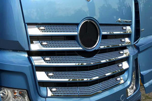 Suitable for Mercedes*: Actros MP4 | MP5 stainless steel front grill covers Cab width 2300
