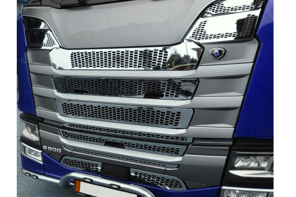 Geschikt voor Scania*: R/S (2016-...) Roestvrijstalen radiatorrooster