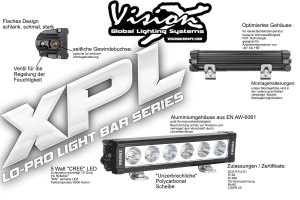 Vision-X XPL auxiliary headlamp 239mm (10 Zoll 30W) Straight version
