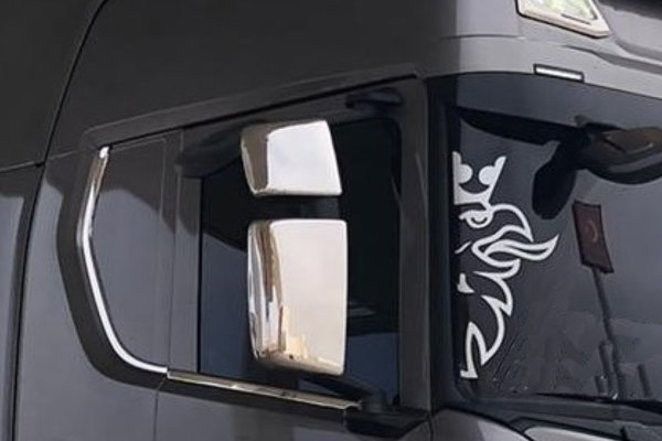 thumbnail image 2 of Chrome Mirror Covers For SCANIA R Series – Set Of 4 Polished Stainless Steel ES Brand 2 of 2