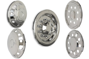 Stainless steel wheel covers with snap ring holder