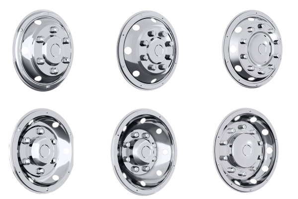 Copricerchi in acciaio inox con tappi per dadi ruota