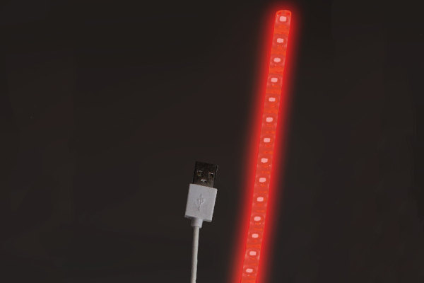 LED-remsor och -stavar 30 cm 5V USB-anslutning röd