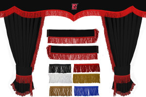 Truck curtain set with fringes 5 pieces, including border