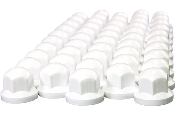 50x Wheel nuts plastic cover caps white H 45mm SW 32mm