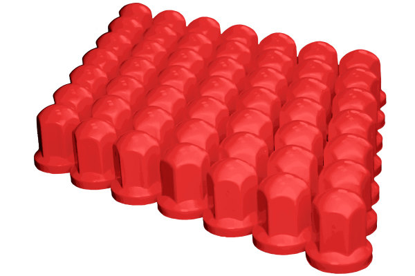50x Plastic wielmoerdoppen rood H 55mm SW 32mm