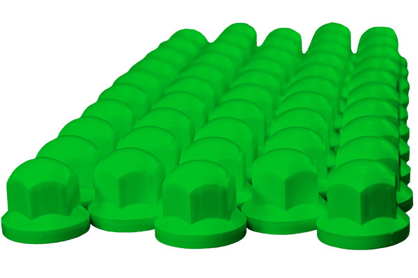 50x Wheel nuts plastic cover caps green H 45mm SW 32mm