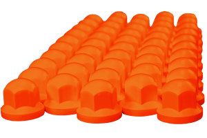 50x Dadi ruota in plastica tappo arancione H 45mm SW 33mm