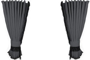 Truck curtain set with fringes 5 pieces, including border gray black Length 110cm