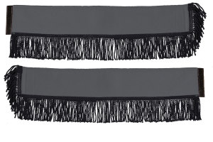 Lkw Gardinenset mit Fransen 5 teilig, inklusive Borde grau schwarz L&auml;nge 110cm