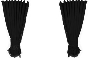 Set di tende Lorry con frange 5 pezzi, compreso il bordo nero nero Lunghezza 90 cm