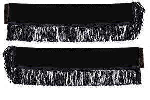 Lorry gardinupps&auml;ttning med fransar 5 delar, inklusive kant svart svart L&auml;ngd 90 cm