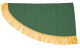 Lkw Vorhang und Gardinenset mit Fransen 11 teilig, inkl Borde grün gold Länge Gardinen 110 cm, Bettvorhang 150 cm
