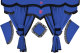 Lkw Vorhang und Gardinenset mit Fransen 11 teilig, inkl Borde blau schwarz Länge Gardinen 90 cm, Bettvorhang 175 cm
