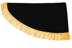 Lkw Vorhang und Gardinenset mit Fransen 11 teilig, inkl Borde schwarz gold L&auml;nge Gardinen 90 cm, Bettvorhang 150 cm