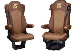 Suitable for Mercedes*: Actros L (2022-...) Seat covers Oldschool passenger seat not pneumatic color grizzly I center part color brown