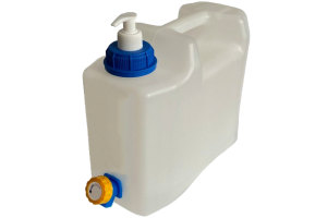 Water canister with tap and soap dispenser