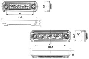 LED-Seitenmarkierungs- und Begrenzungsleuchte Dark Modern 12V-24V