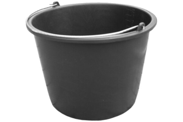 Robuster Allroundeimer in schwarz 12 Liter Fassungsvolumen und Literanzeige