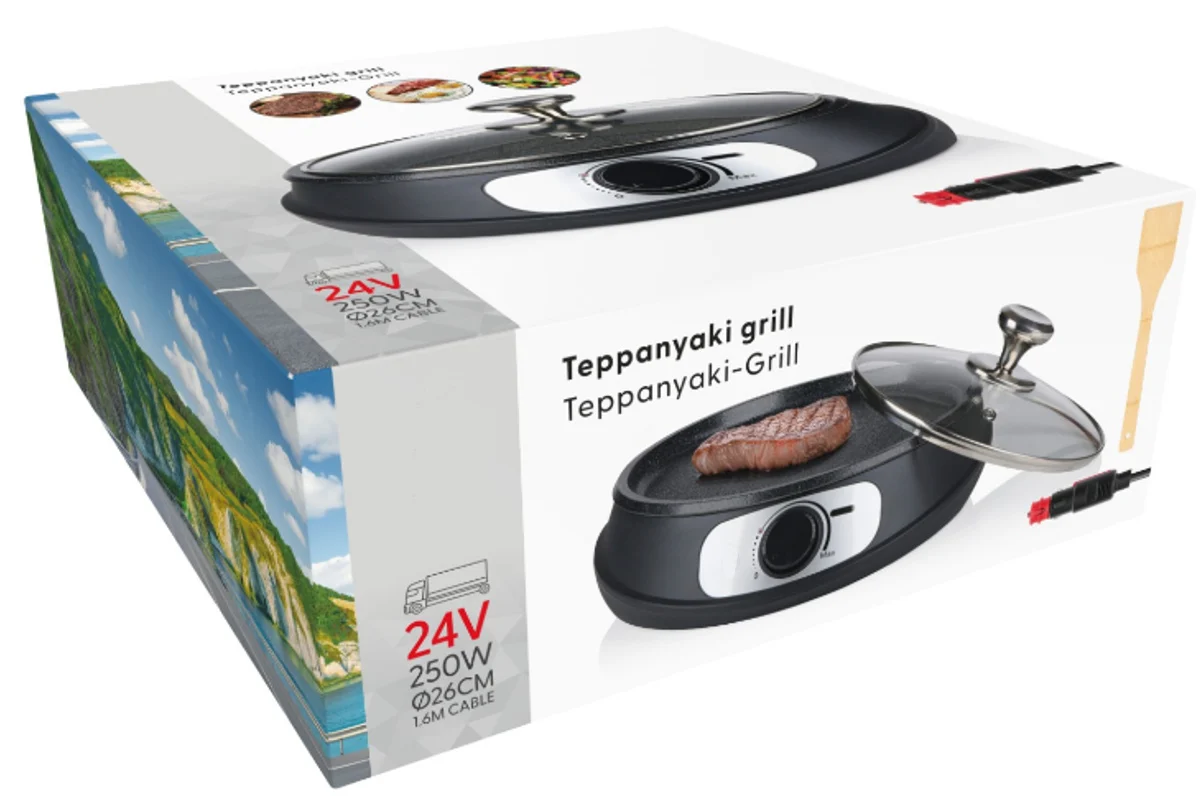 Teppanyaki Grill Antihaftbeschichtung Glasdeckel LKW Küche mobil
