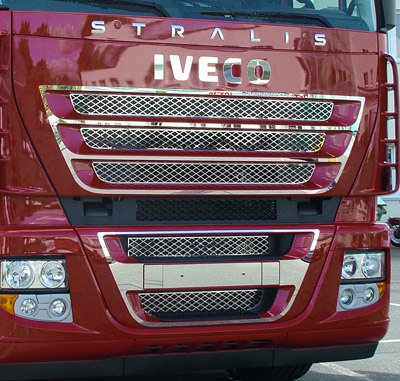 Fits Iveco *: Stralis II - Cube (2006-2012) stainless steel honeycomb + contour for complete grill