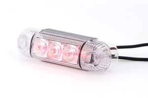 Bakre markeringsljus 3x LED - r&ouml;d, smal, med E-m&auml;rke