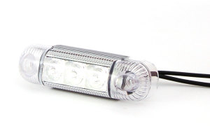 Position lamp with 3 LED - white, narrow, 12-24 E-marked