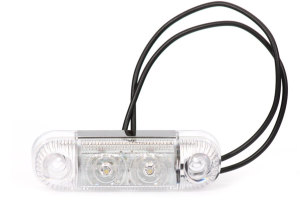 Markeringsljus 2x LED - r&ouml;d, smal 12-24V med E-m&auml;rke