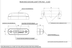Markeringsljus 2x LED - r&ouml;d, smal 12-24V med E-m&auml;rke