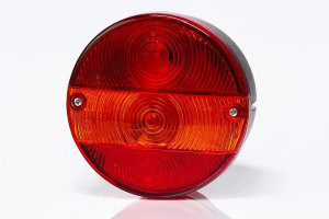 Left multi-chamber tail light, round, license plate...